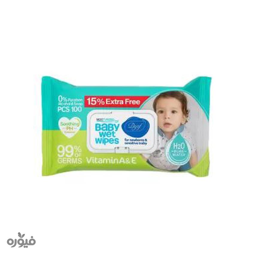 دستمال مرطوب کودک درب دار 100 برگ دافی