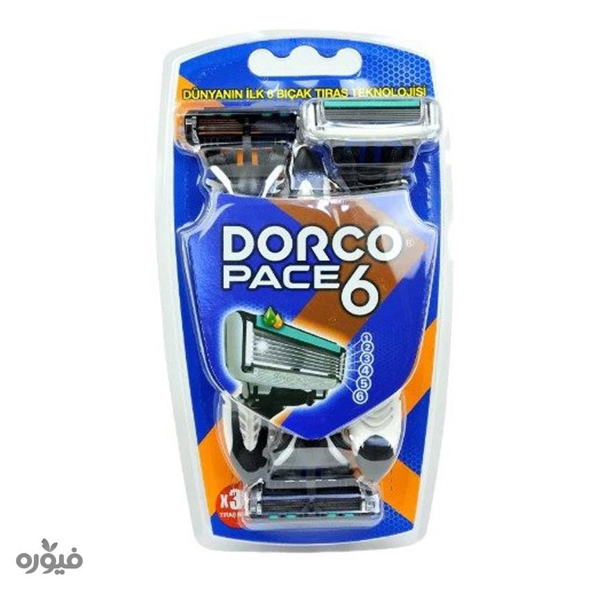 تیغ اصلاح 6 لبه صابون دار 3 عددی  مدل Pace 6 دورکو