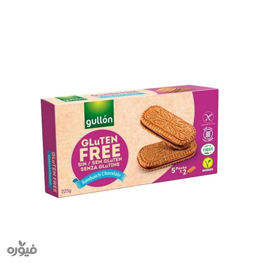 fیسکوییت ساندویچ کرمدار کاکائویی بدون گلوتن 225 گرمی gullon