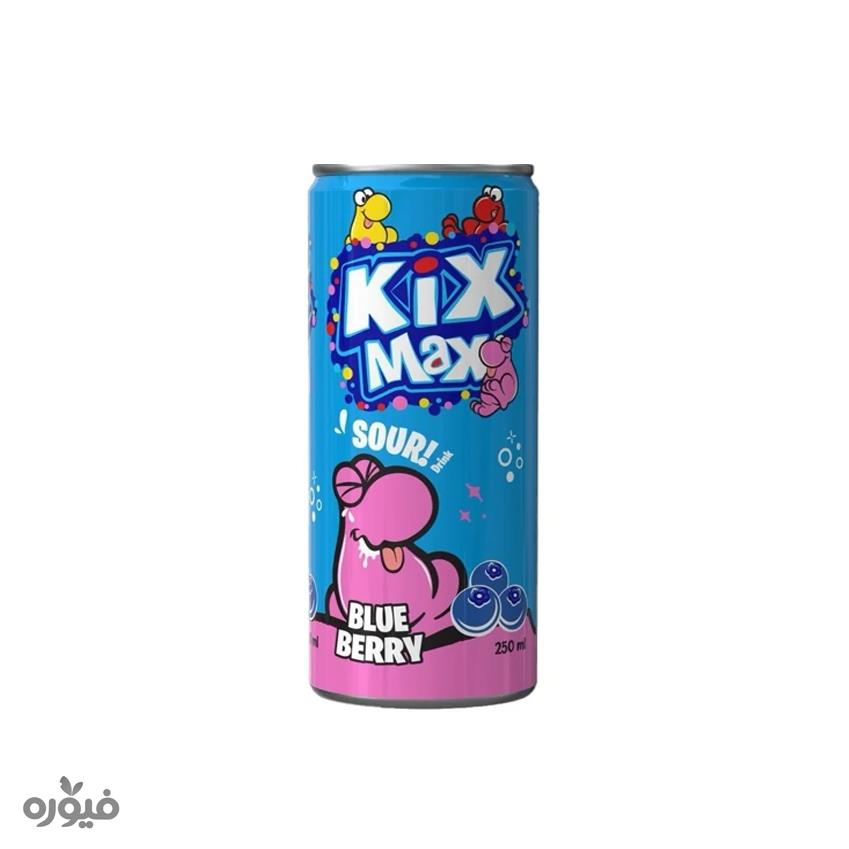 نوشابه گازدار بلوبلری قوطی 250ml کیکس مکس
