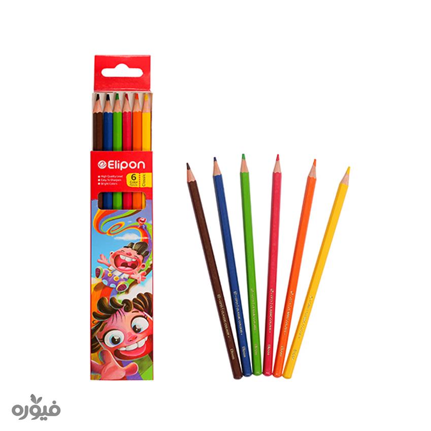 مداد رنگی 6 رنگ الیپون