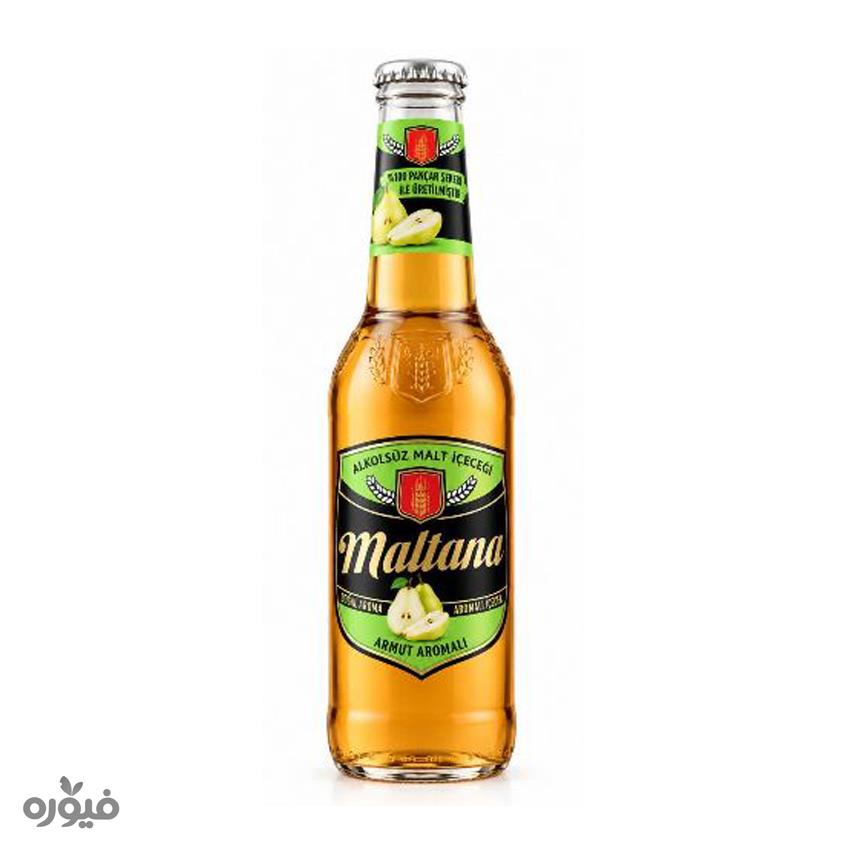 نوشیدنی ابجو بدون الکل با طعم گلابی 250mlشیشه ایی maltana