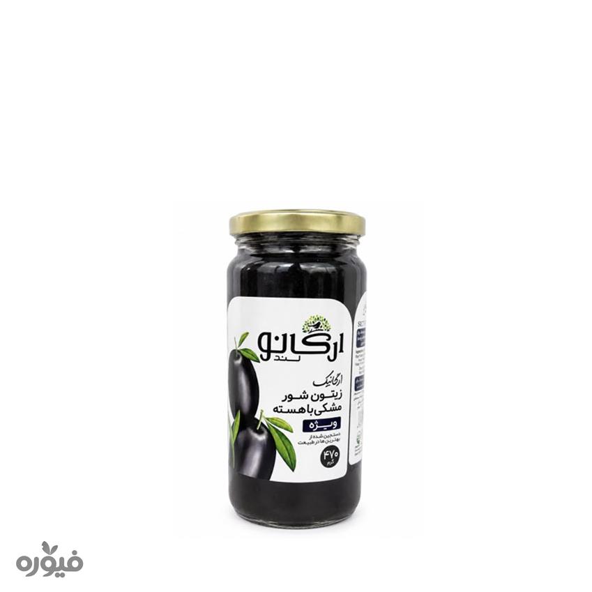 زیتون شور مشکی با هسته 470گرمی ارگانو