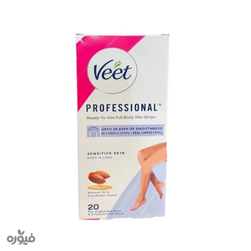 چسب موبر مناسب پوست های حساس حاوی روغن بادام بسته 20عددی veet