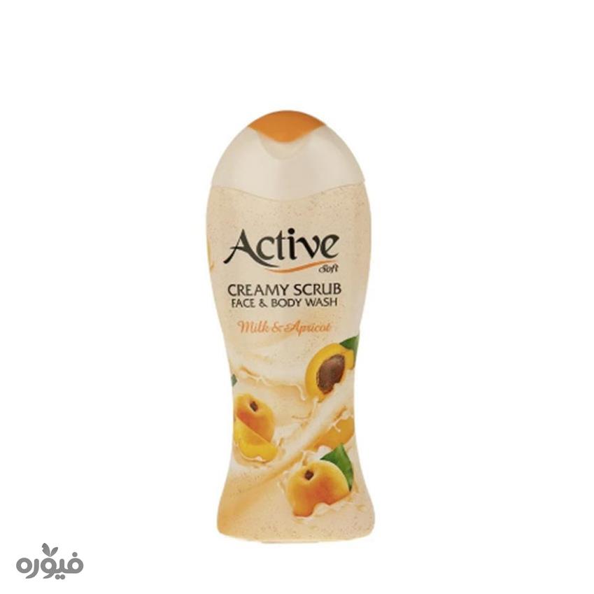 شامپو صورت و بدن کرمی حاوی اسکراب رایحه زردآلو 400ml اکتیو
