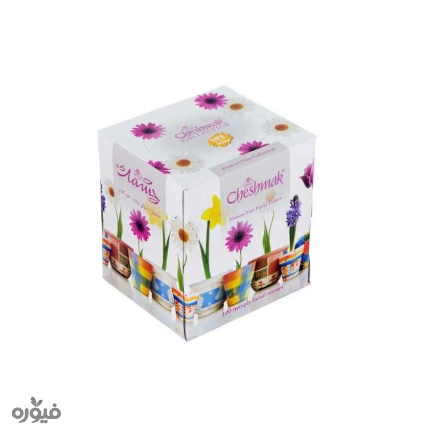 دستمال کاغذی ماشینی طرح گلدان 100برگ دو لایه چشمک