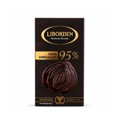 تابلت کاکائو تلخ 95 درصد 90 گرمی liborden