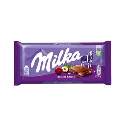 تابلت شکلات کشمش وفندوق 100گرمی میلکا