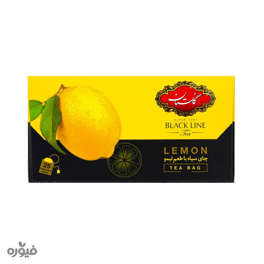 چای کیسه ای سیاه با طعم لیمو 25 عددی گلستان