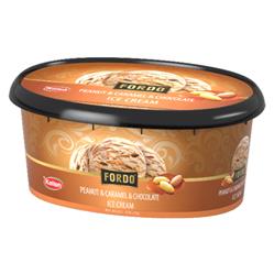 بستنی خانواده ظرفی کارامل و بادام زمینی 650 گرمی فوردو کاله