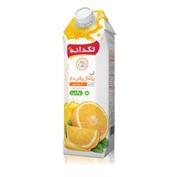 آب پرتقال پالپ دار 100% خالص و بدون شکر افزوده 1 لیتری تکدانه